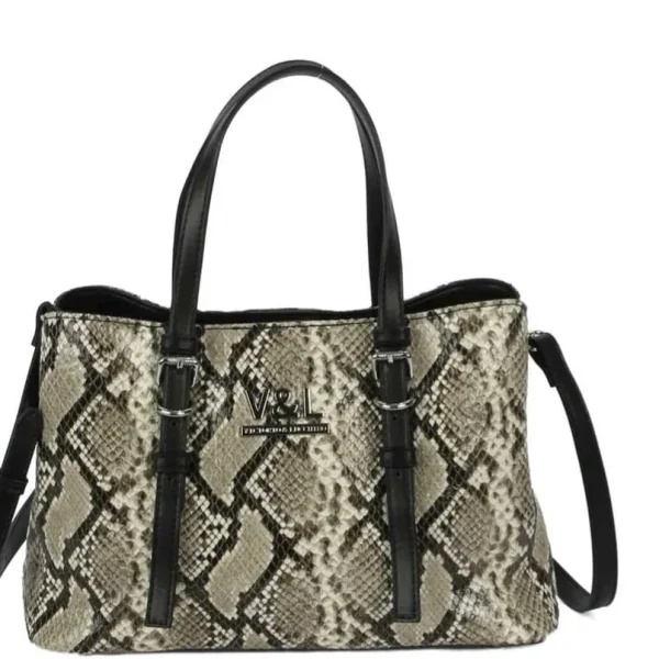 Bolso de mano con asas regulables, Cuenta con dos compartimentos superiores independientes, pensados para facilitar la organización sin sacrificar la elegancia.