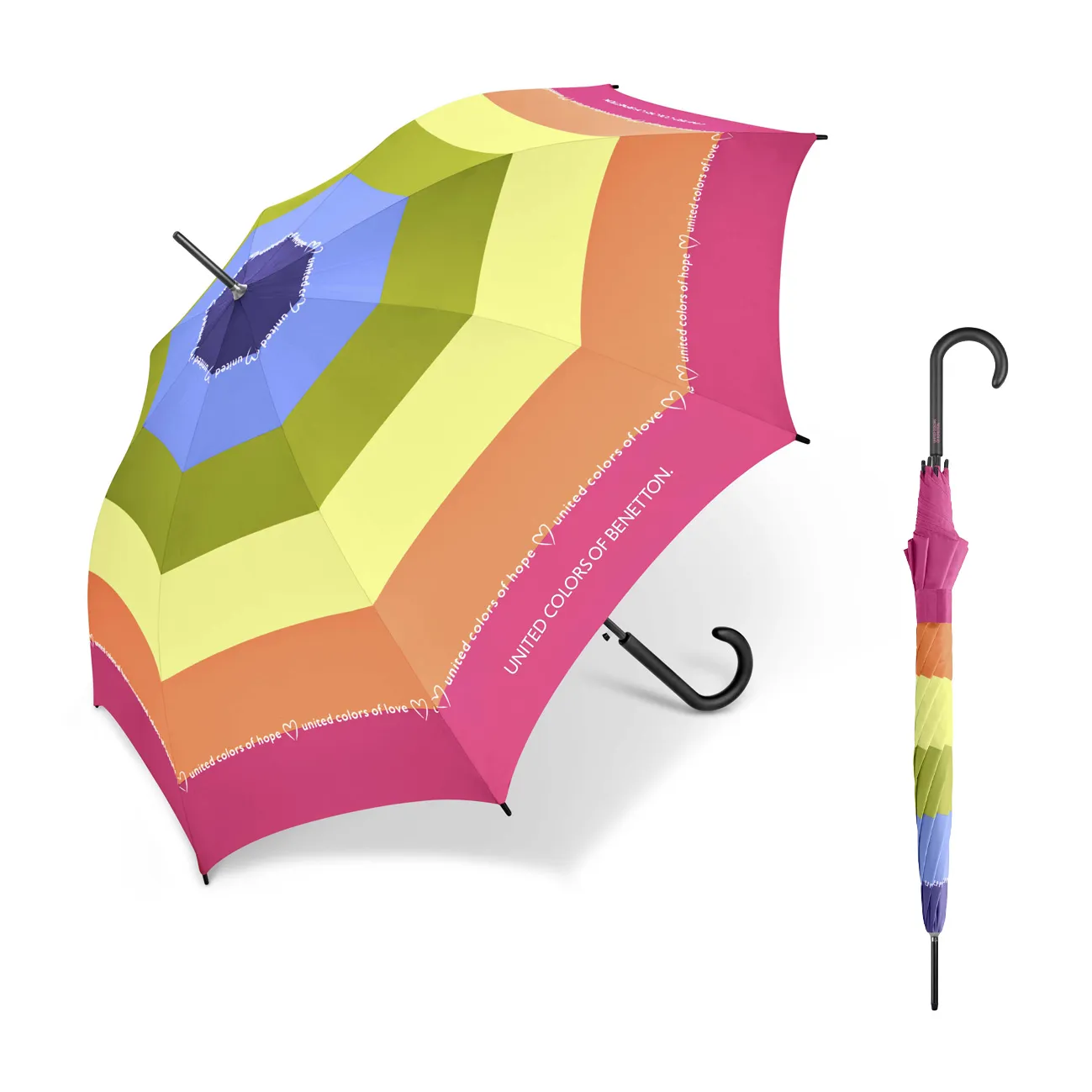 PARAGUAS RAINBOW FUXIA_50_11zon Es un paraguas antiviento gracias a las varillas de fibra de vidrio. Tiene un tejido pongee de calidad, extra resistente al agua. Paraguas de 8 varillas de 58,5 cm Medidas: 86 cm de largo Diámetro: 102 cm