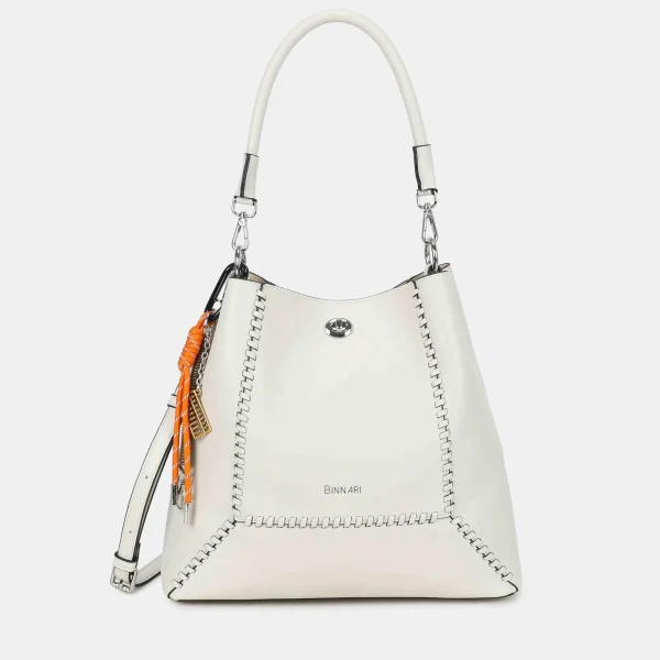 Perfecto para quienes buscan versatilidad, este modelo  incluye dos bolsos en uno: en su interior lleva un neceser con asa ajustable que puede utilizarse como bandolera independiente. El diseño exterior luce un elegante detalle trenzado que enmarca toda la pieza y un colgante decorativo que aporta personalidad. Con asa al hombro y correa adicional, es un bolso práctico, estiloso y súper funcional para el día a día. Medidas: 28*30*12